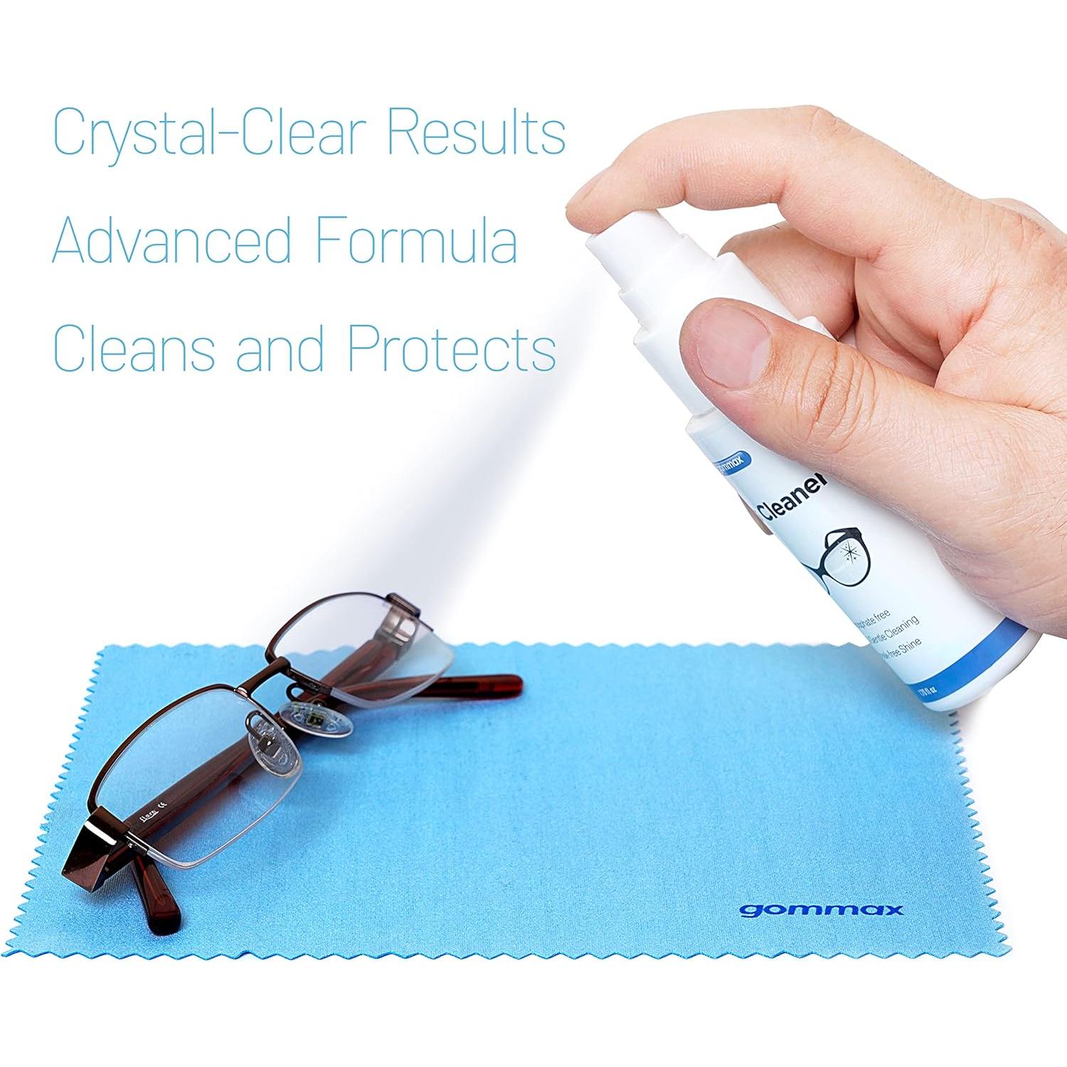 Kit de limpieza de gafas GOMMAX con paño y spray 50 ml