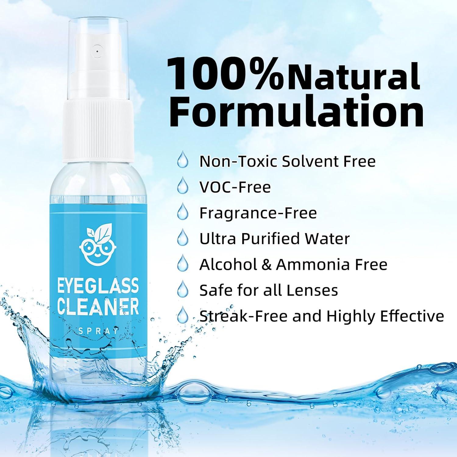 Kit de limpieza de gafas Edglete con spray y paño microfibra