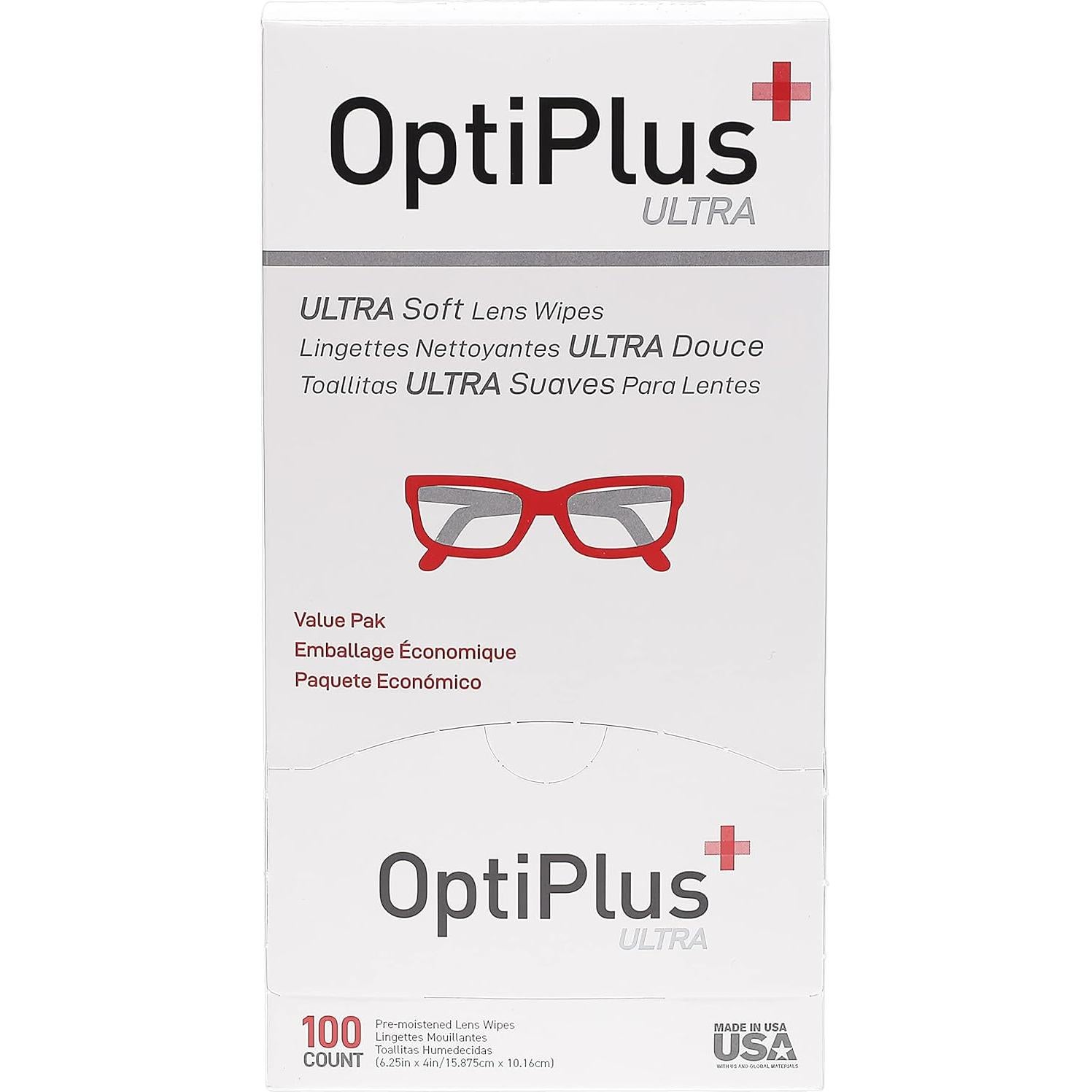 Paños de Lente OptiPlus Ultrasoft 100 Prehumedecidos