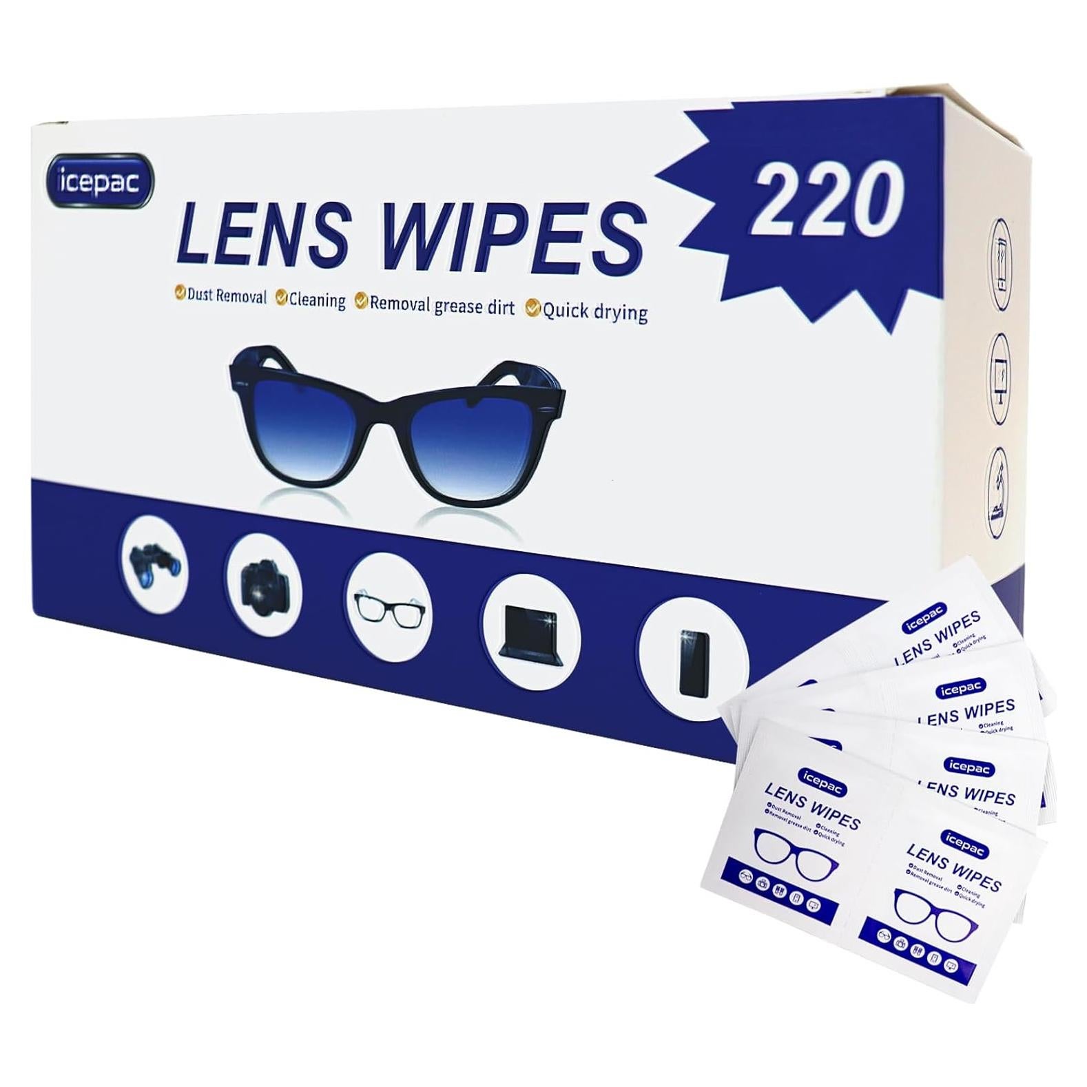 Toallitas de Limpieza para Lentes IcePac - 220 Unidades