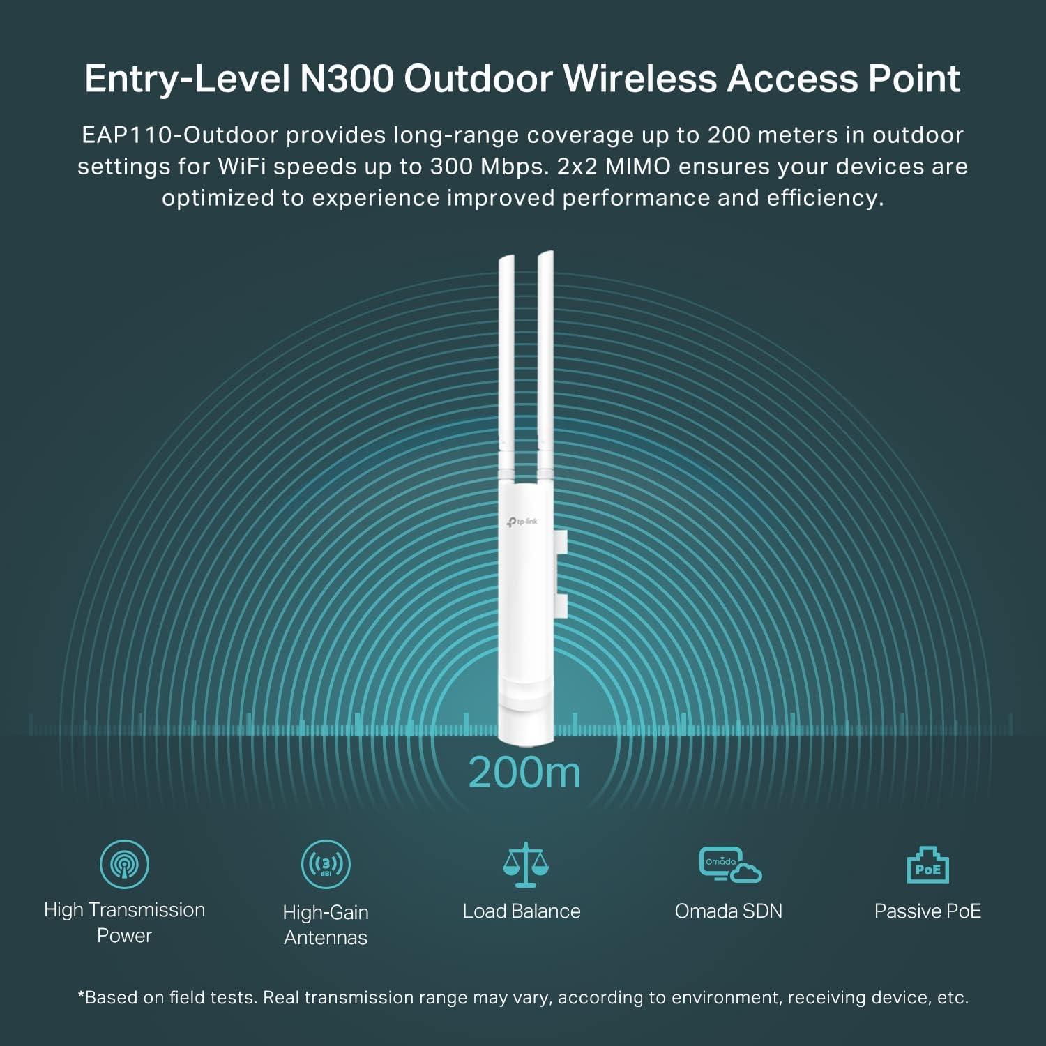 Punto de Acceso Inalámbrico TP-Link EAP110-Outdoor 300Mbps