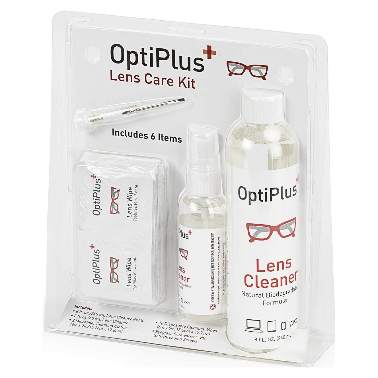 Kit de Limpieza de Lentes OptiPlus - Spray, Paños y Toallitas