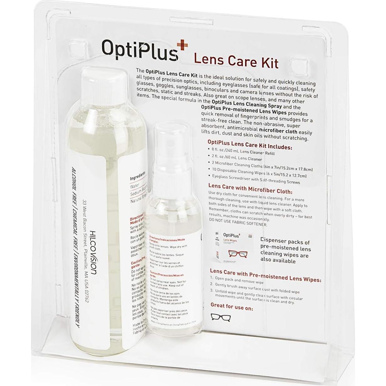 Kit de Limpieza de Lentes OptiPlus - Spray, Paños y Toallitas