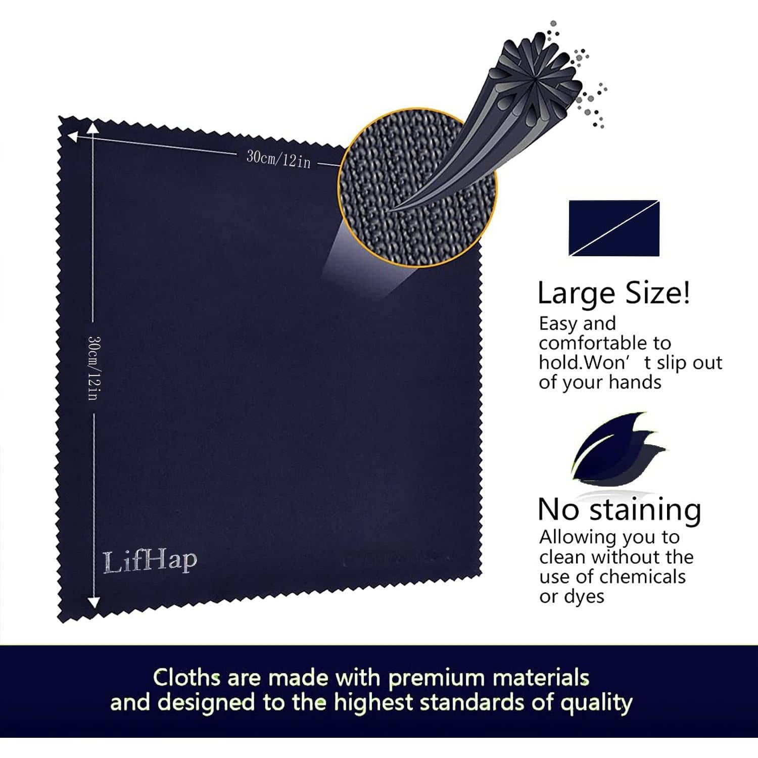 Paños de limpieza microfibra 30x30 cm 6 piezas para gafas