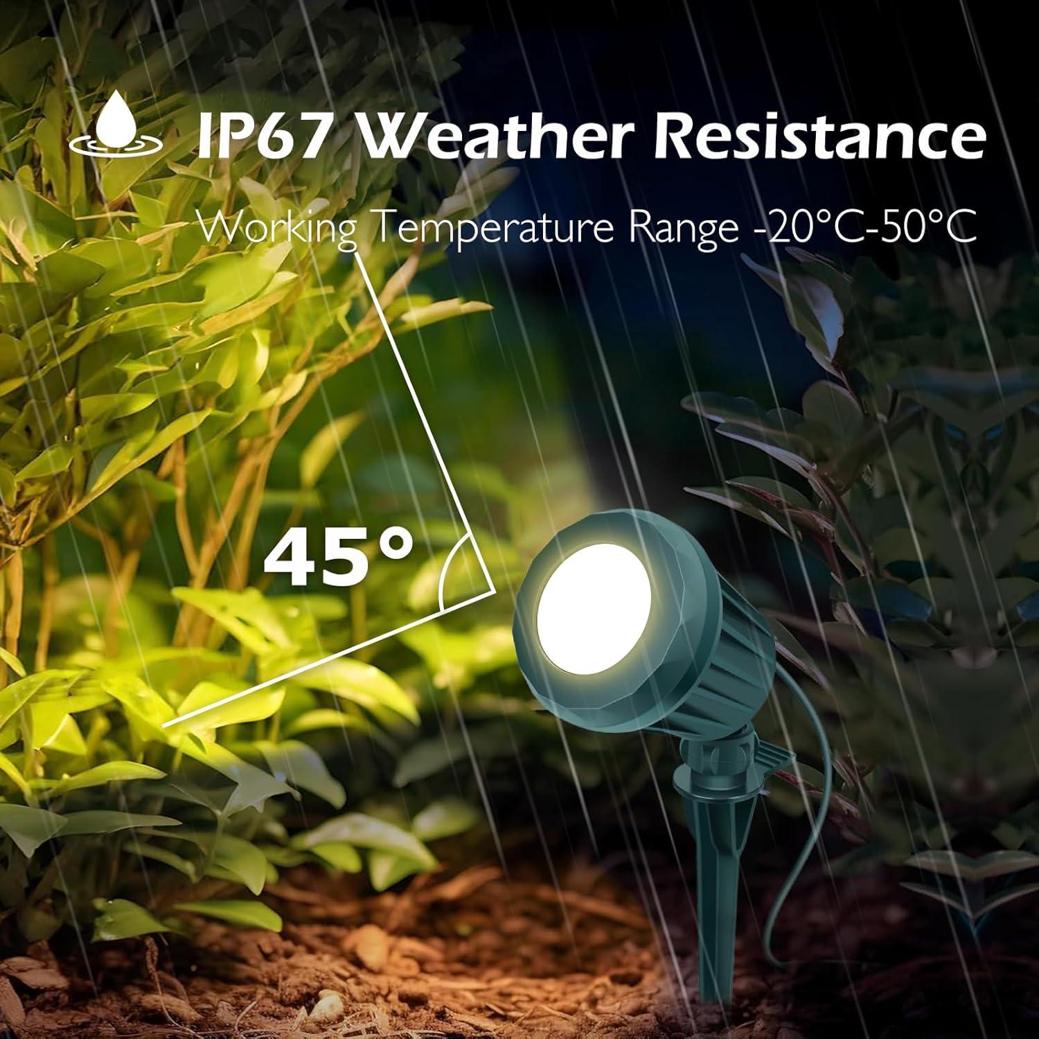 Focos LED Exteriores Holeva 2700K IP67 Verde 2 Pzs