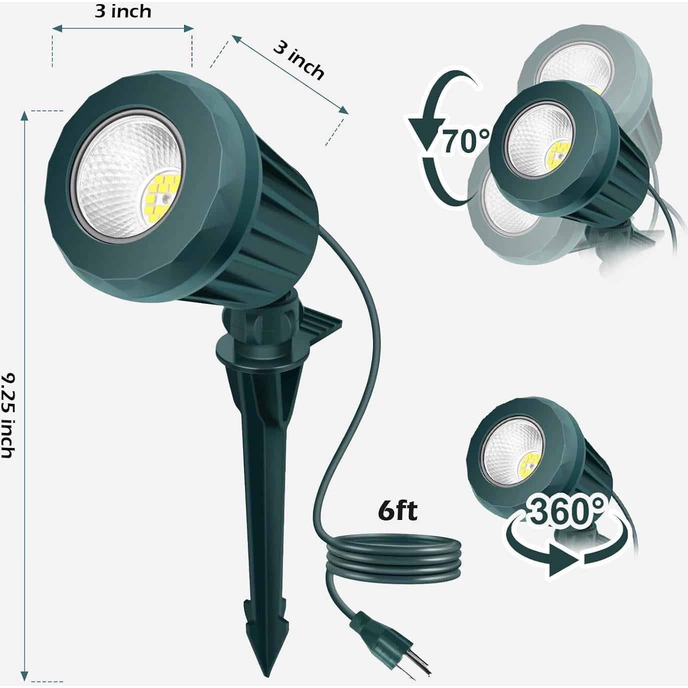 Focos LED Exteriores Holeva 2700K IP67 Verde 2 Pzs