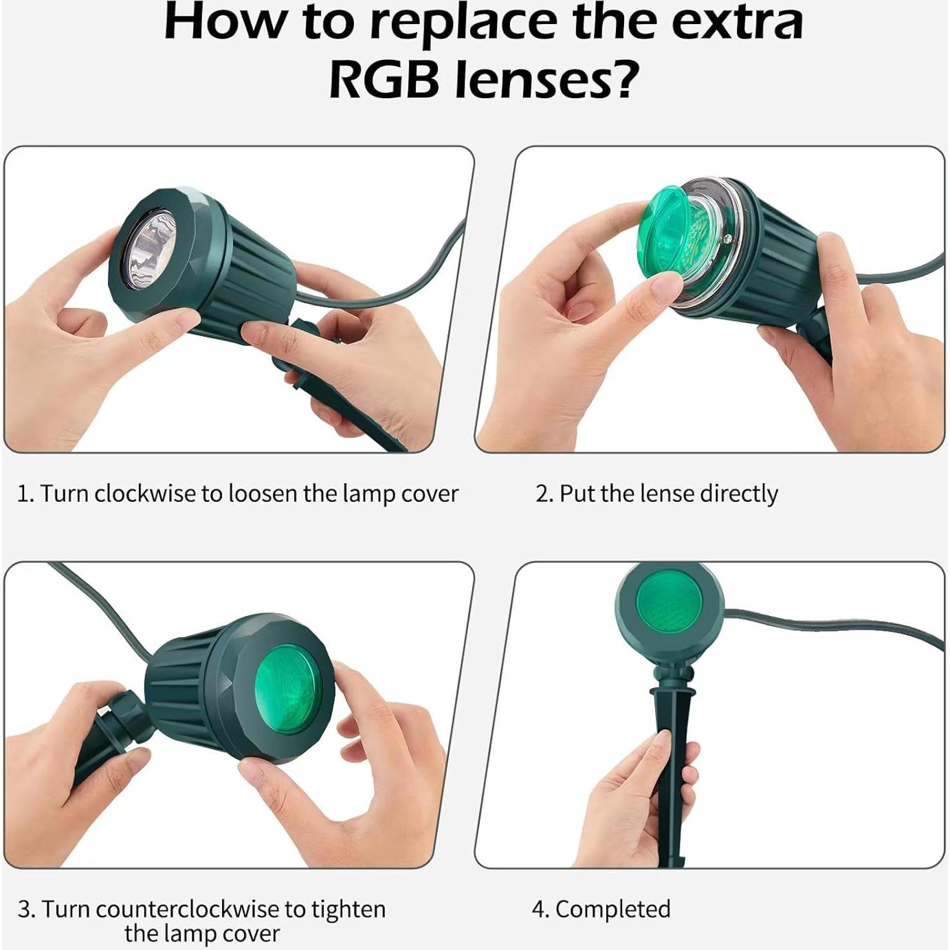 Focos LED Exteriores Holeva 2700K IP67 Verde 2 Pzs