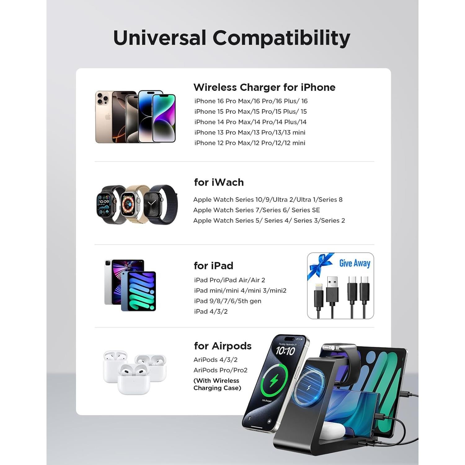 Estación de Carga 5 en 1 SHEN ZHEN para iPhone y Apple