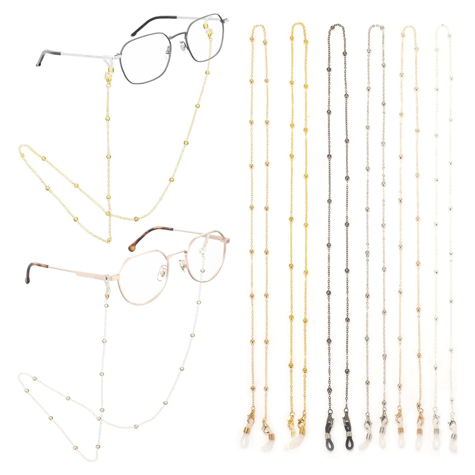 Cadena de Gafas de Moda 6 Piezas Unisex - Plata/Oro/Rosa