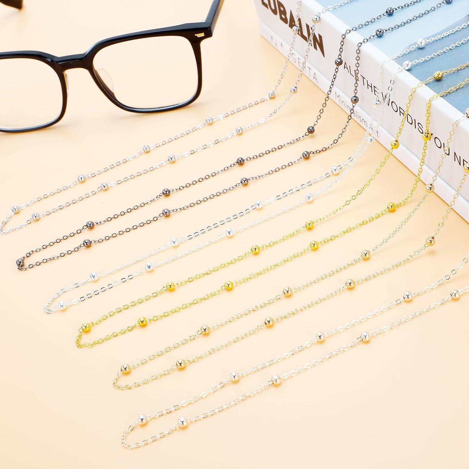 Cadena de Gafas de Moda 6 Piezas Unisex - Plata/Oro/Rosa