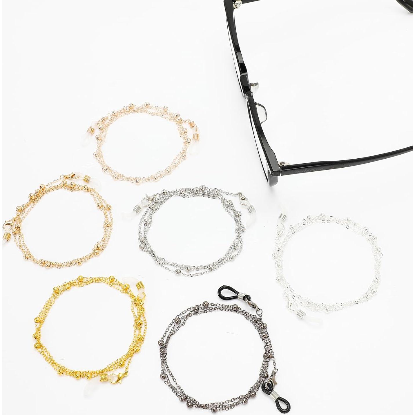 Cadena de Gafas de Moda 6 Piezas Unisex - Plata/Oro/Rosa