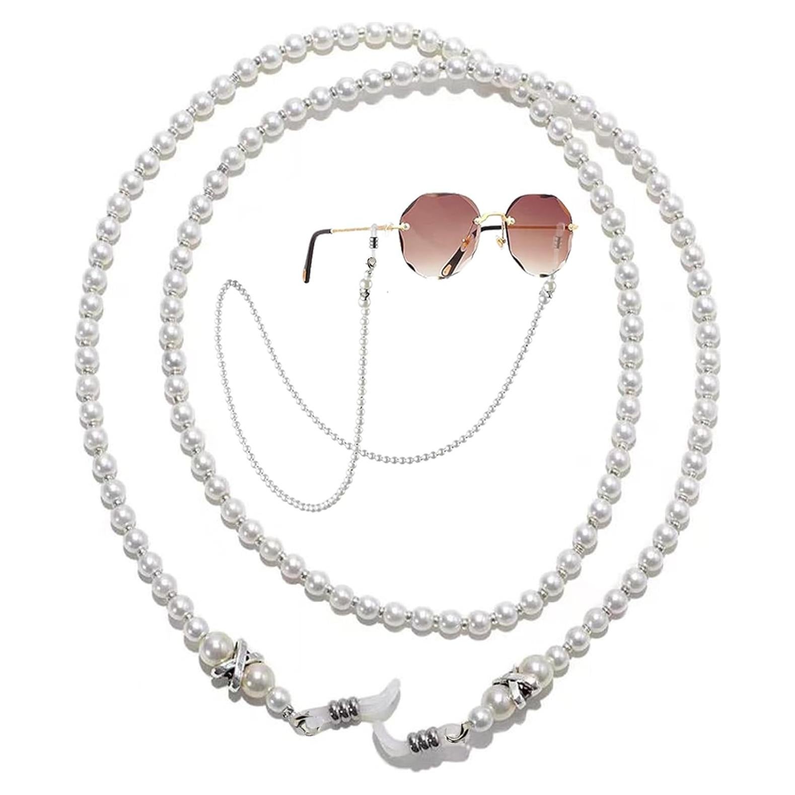 Cadena de Gafas de Perlas Blancas para Mujeres 69 cm