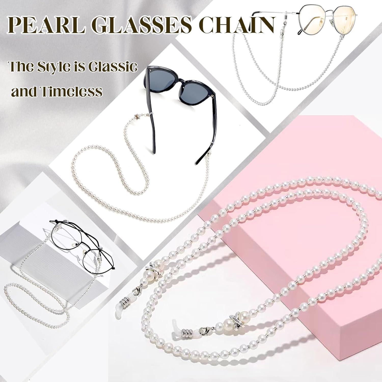 Cadena de Gafas de Perlas Blancas para Mujeres 69 cm