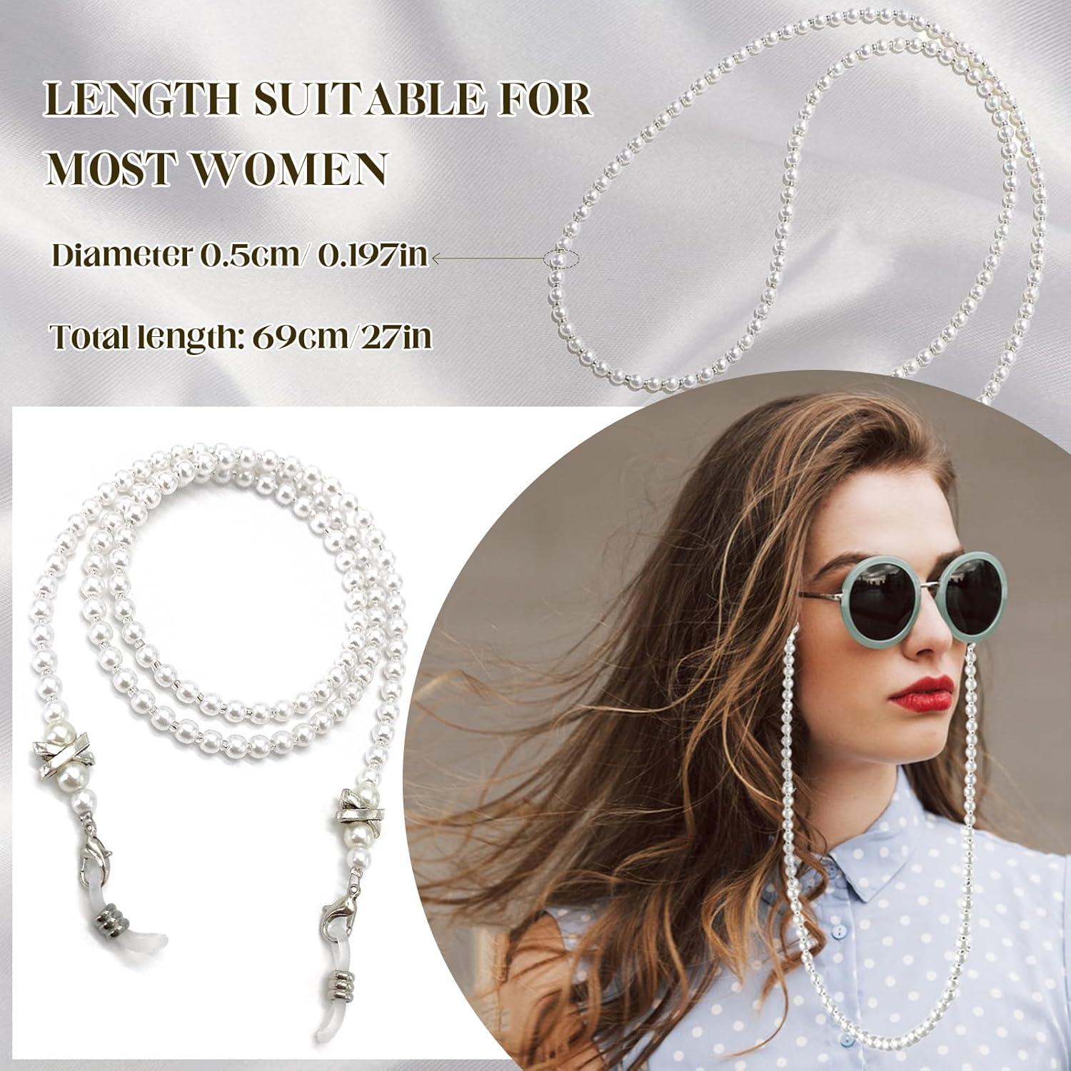 Cadena de Gafas de Perlas Blancas para Mujeres 69 cm