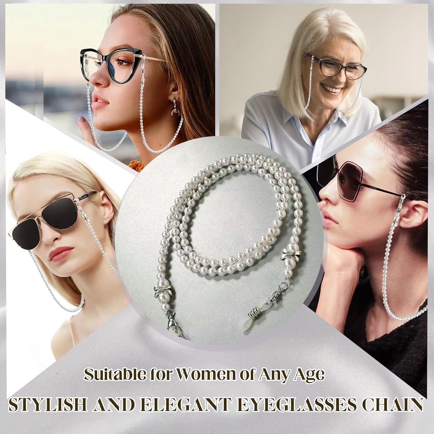 Cadena de Gafas de Perlas Blancas para Mujeres 69 cm