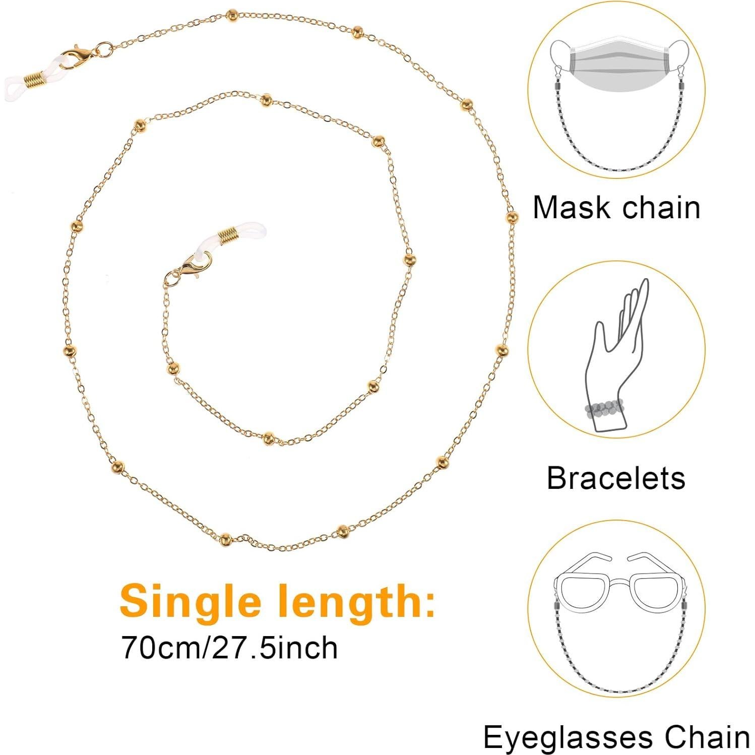 Cadena de Gafas 4 Pcs para Mujeres - Perlas y Acero Inoxidable