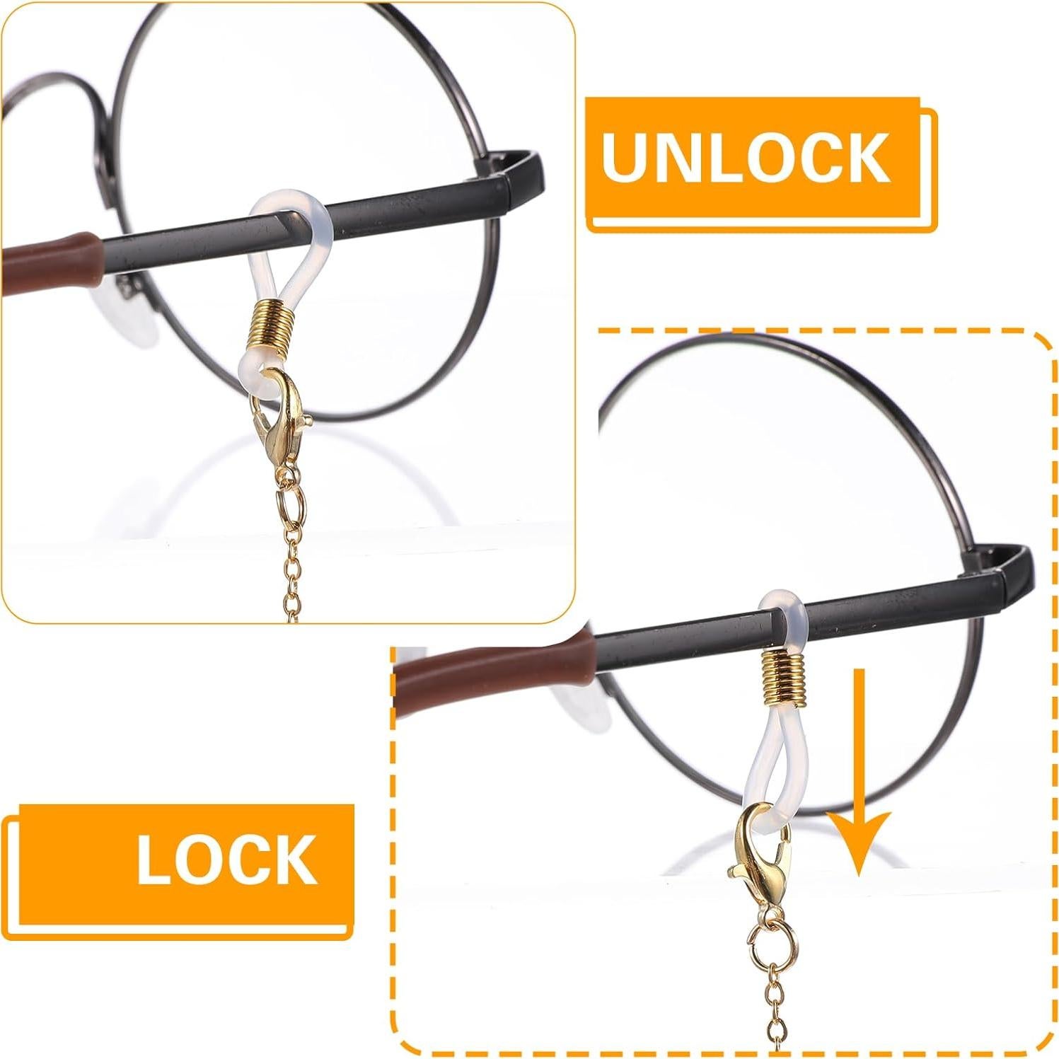 Cadena de Gafas 4 Pcs para Mujeres - Perlas y Acero Inoxidable