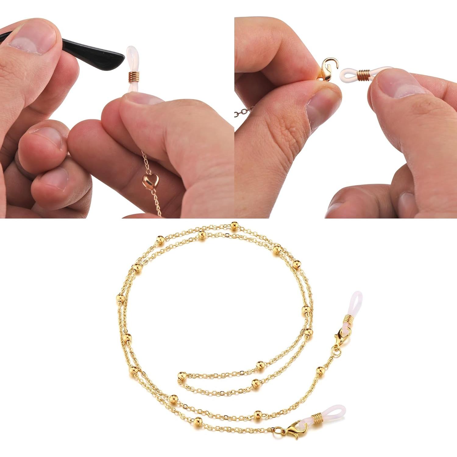 Cadena de Gafas Jovivi 5 Piezas Baño de Oro 14K Estilo