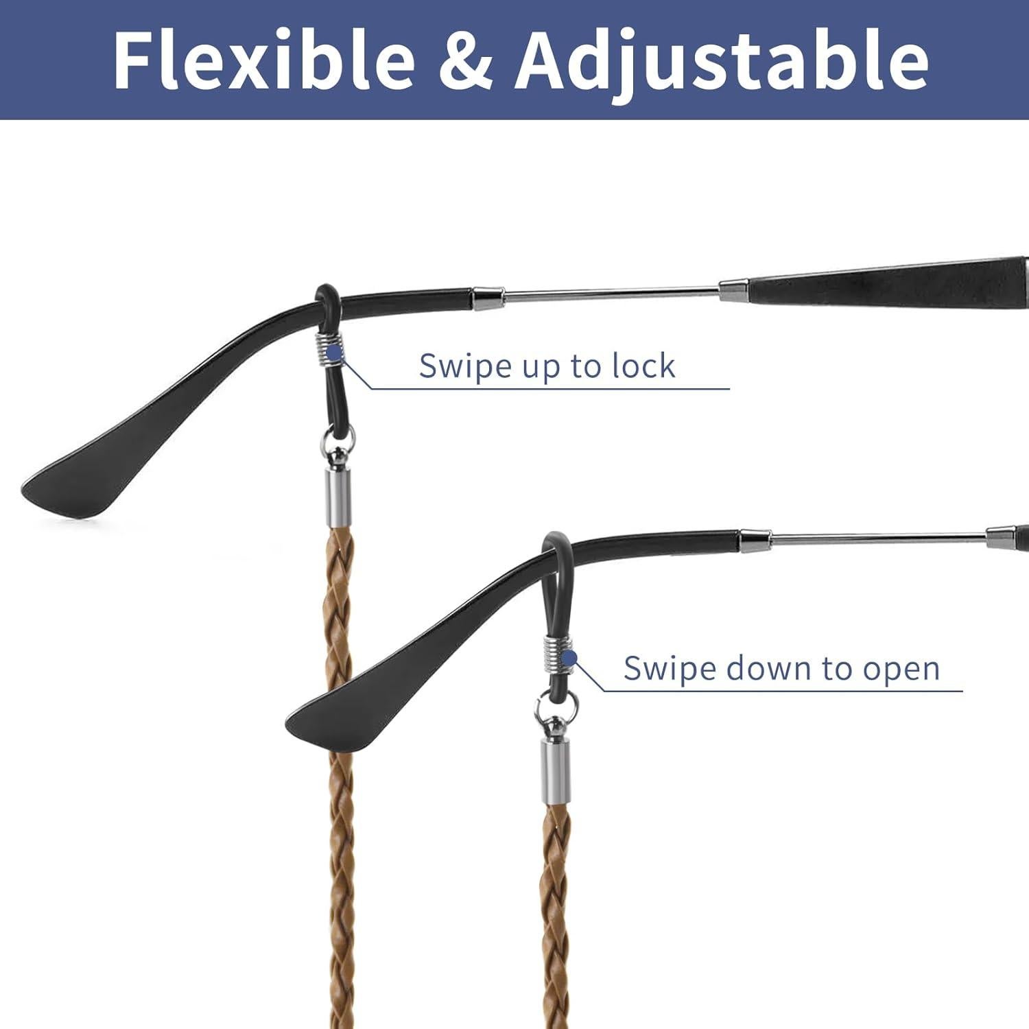 Correa para Gafas BILIONE 6 Pcs Cuero Ajustable 69.85 cm