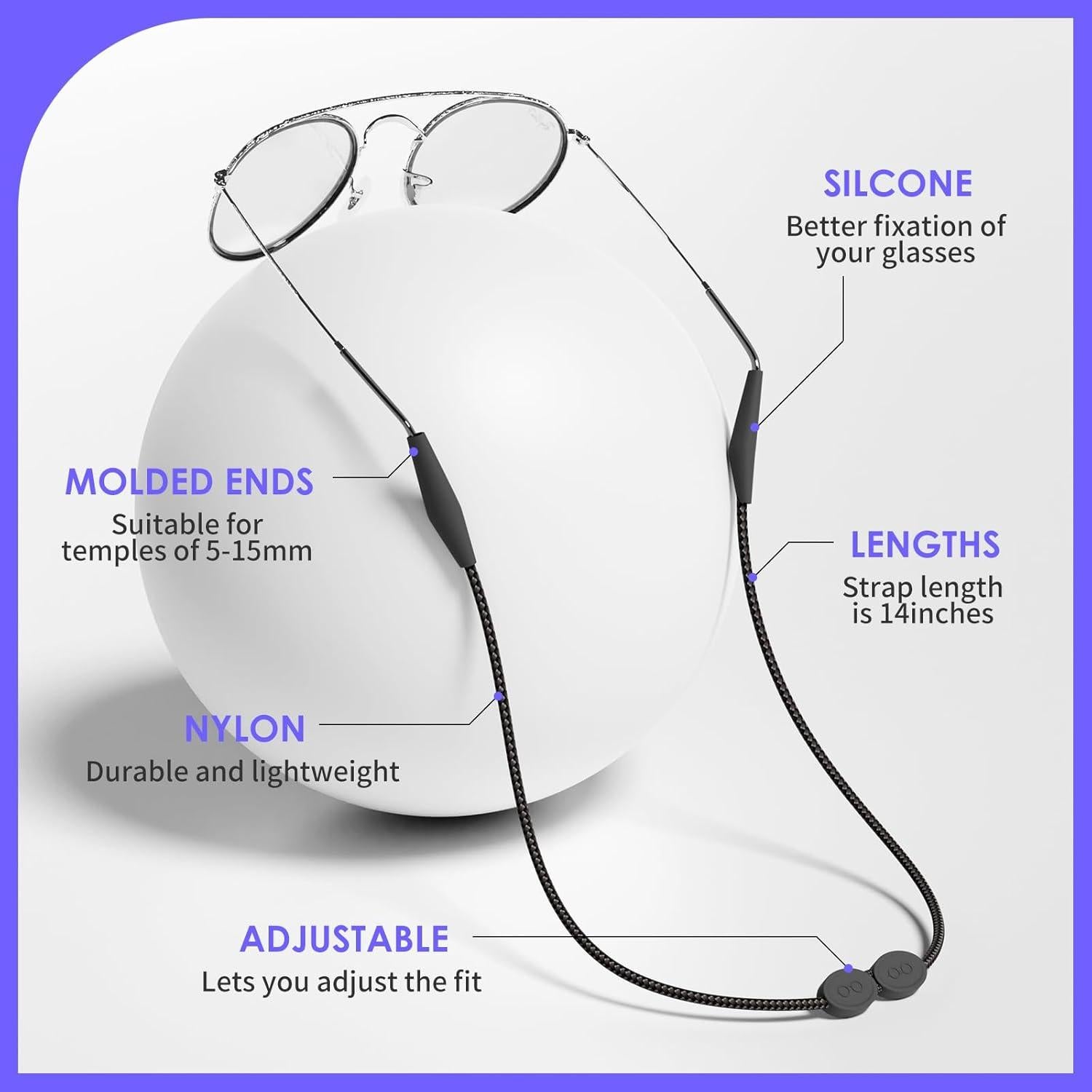 Correa para Gafas GS05 - Ajustable y Sin Cola - 3 Pcs