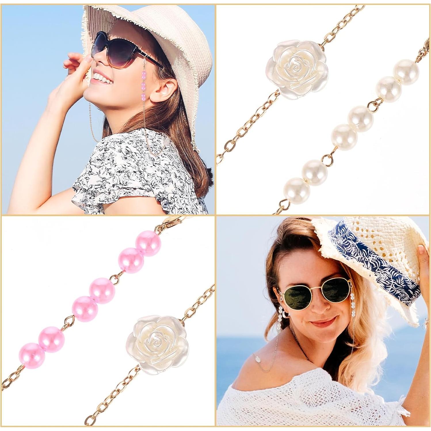 Cadena de Gafas de Perlas Soporte Ajustable para Mujeres