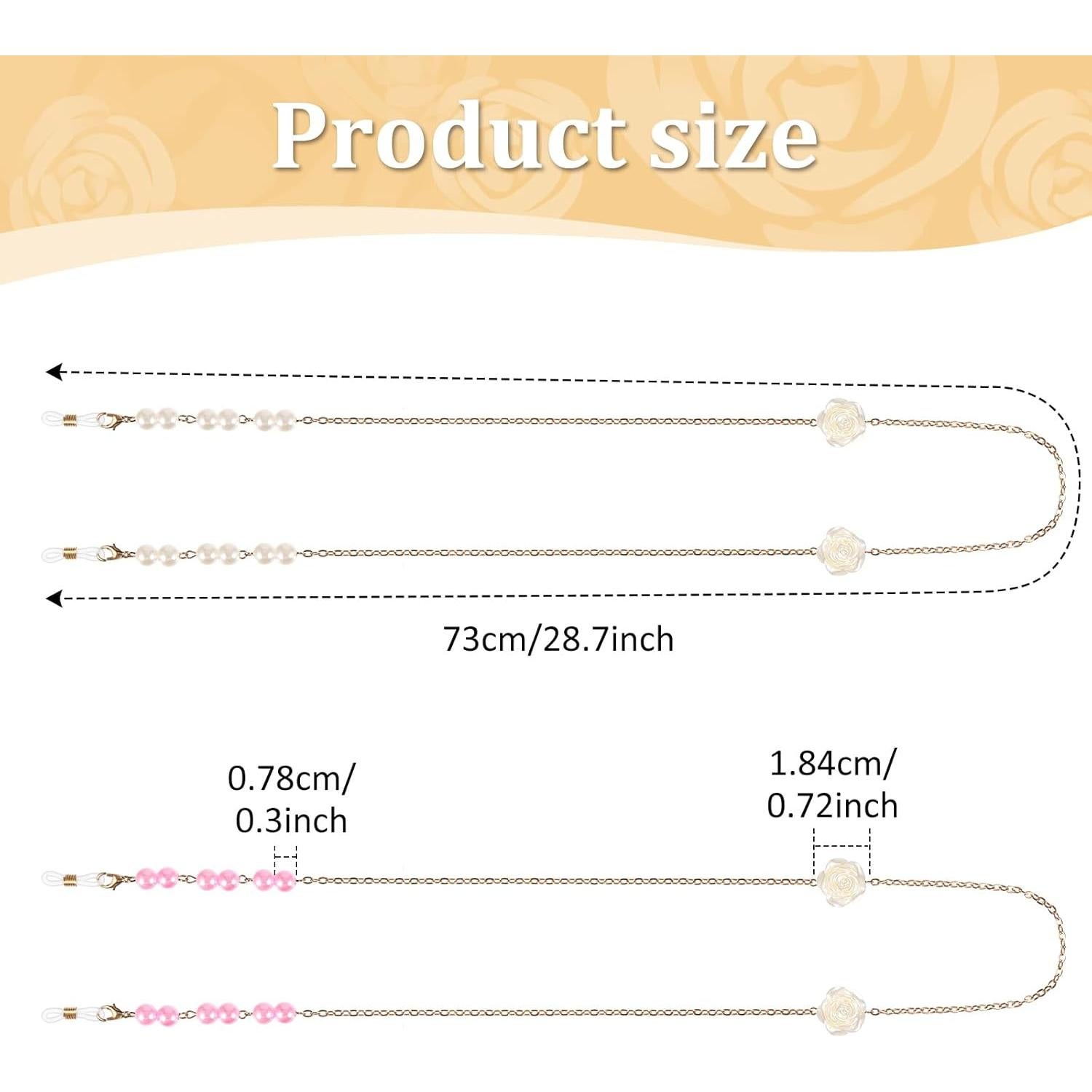 Cadena de Gafas de Perlas Soporte Ajustable para Mujeres