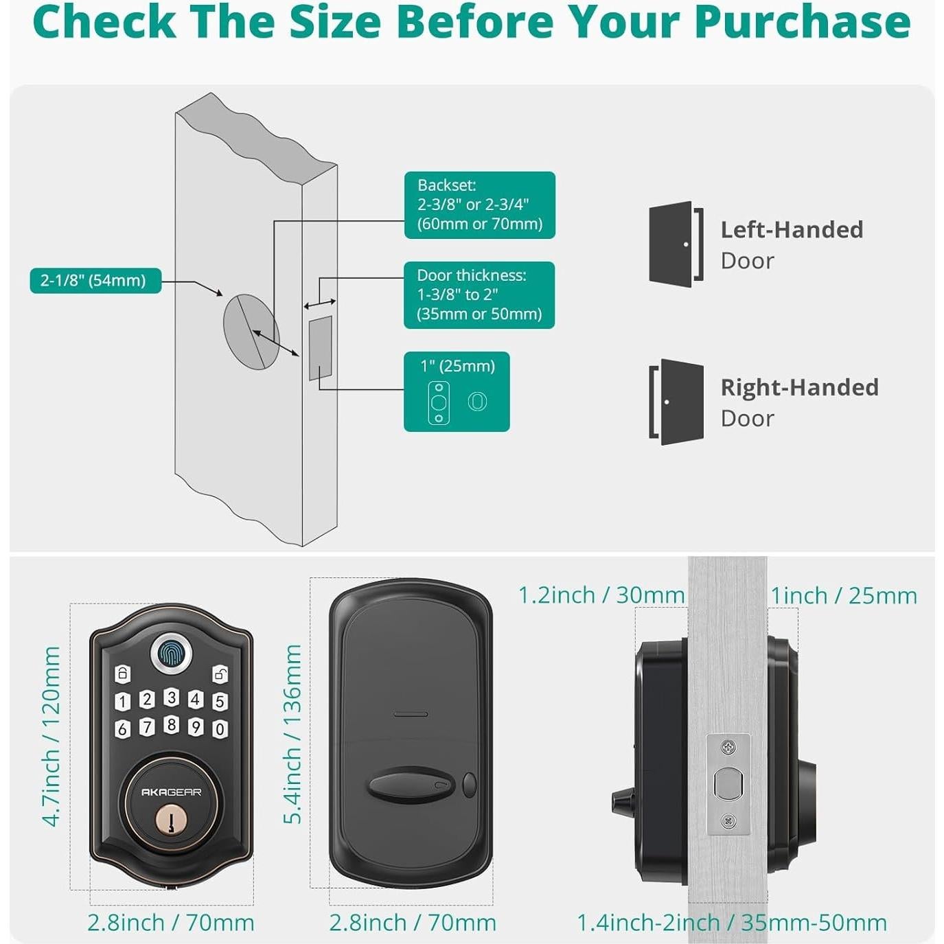 Cerradura Biométrica AkaGear DS10 Pro - Bronce Cepillado