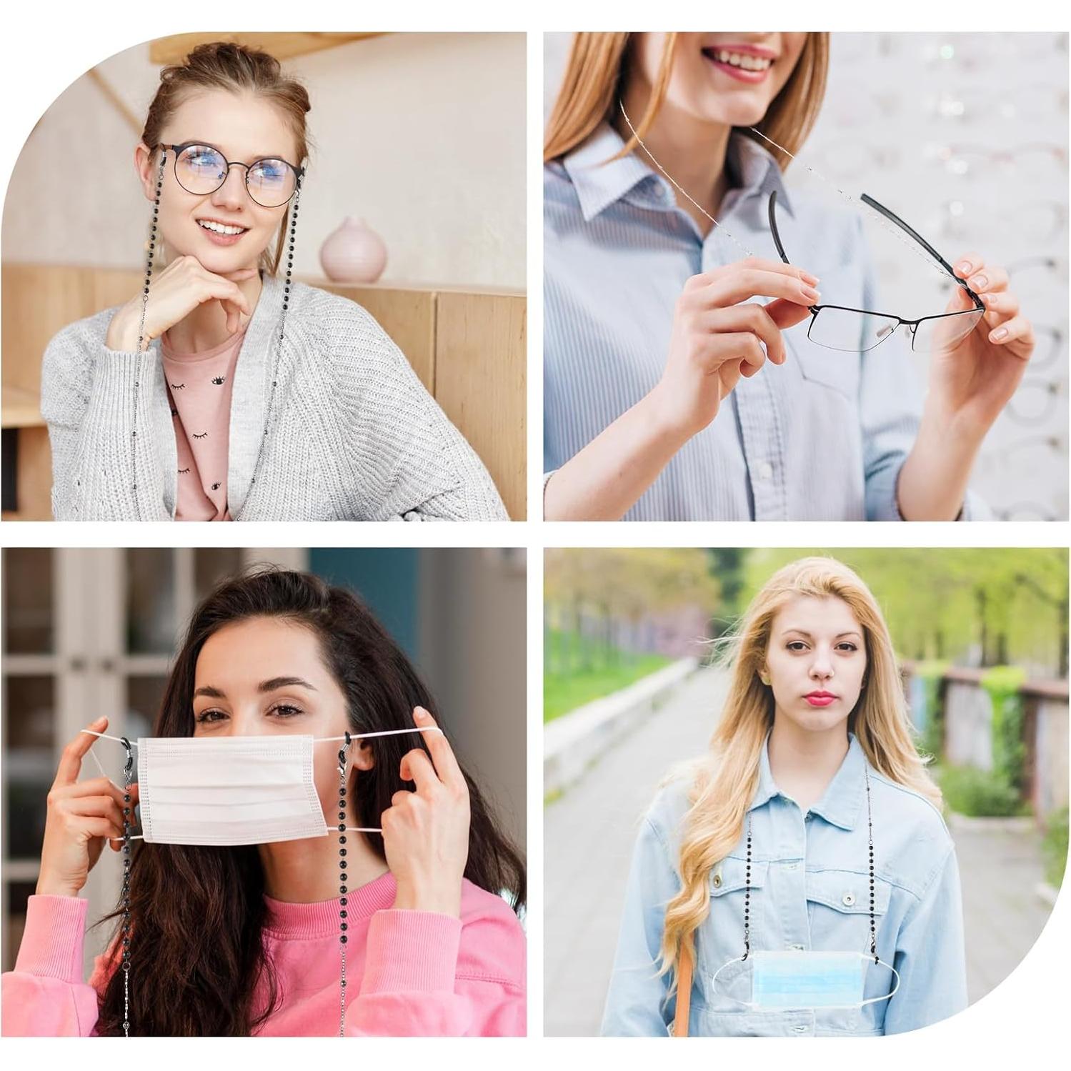 Correa para Gafas 2 PCS con Perlas Negro y Blanco