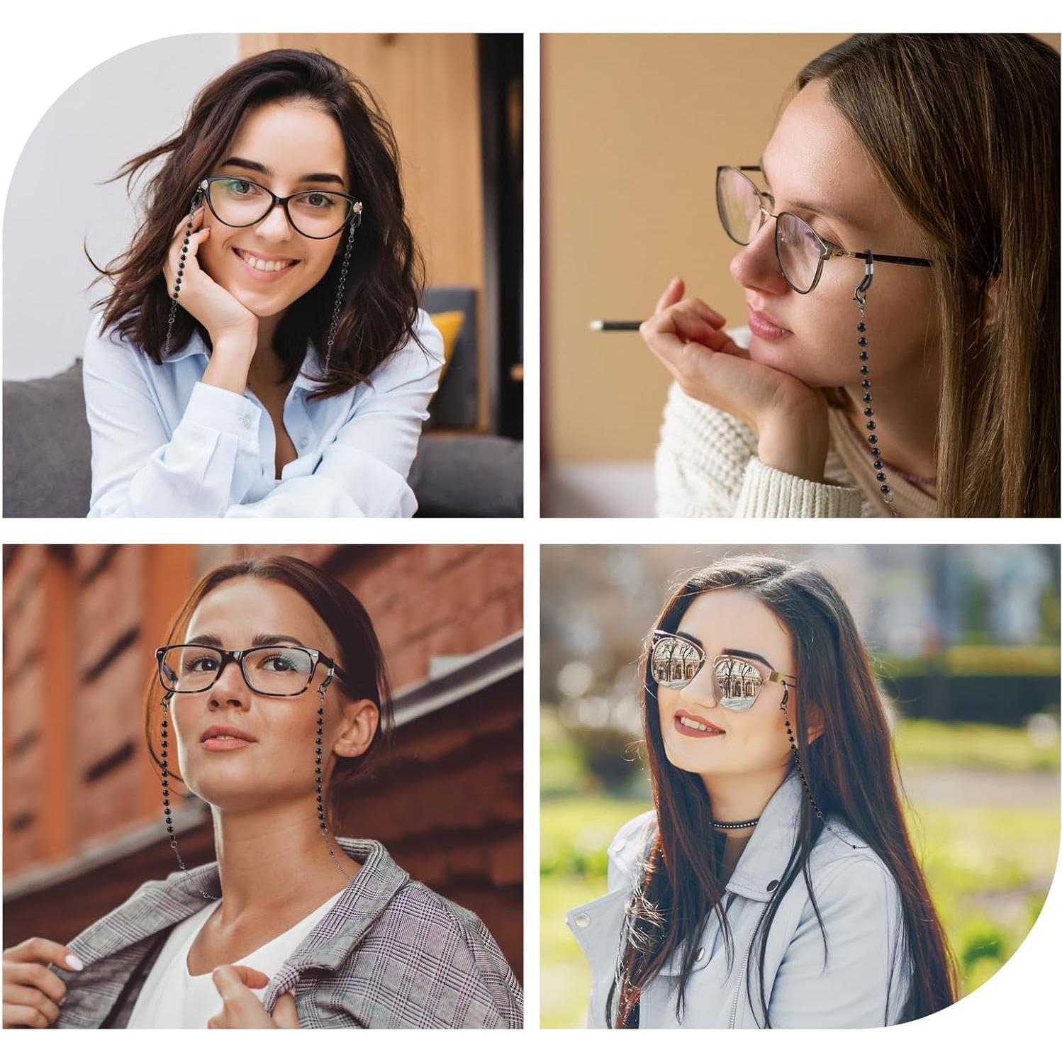 Correa para Gafas 2 PCS con Perlas Negro y Blanco