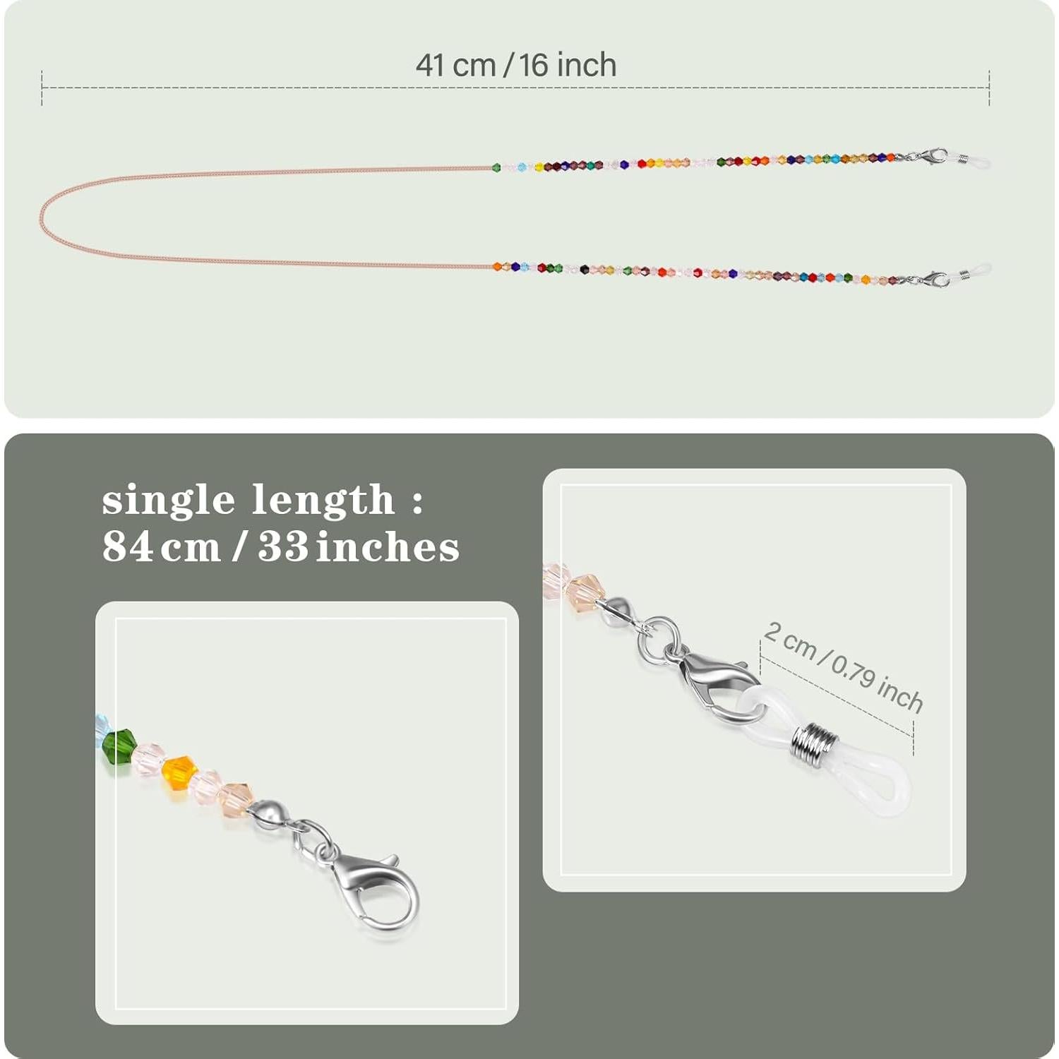 Cadenas de Gafas Fintie 3 Pcs con Cuentas Coloridas 84 cm