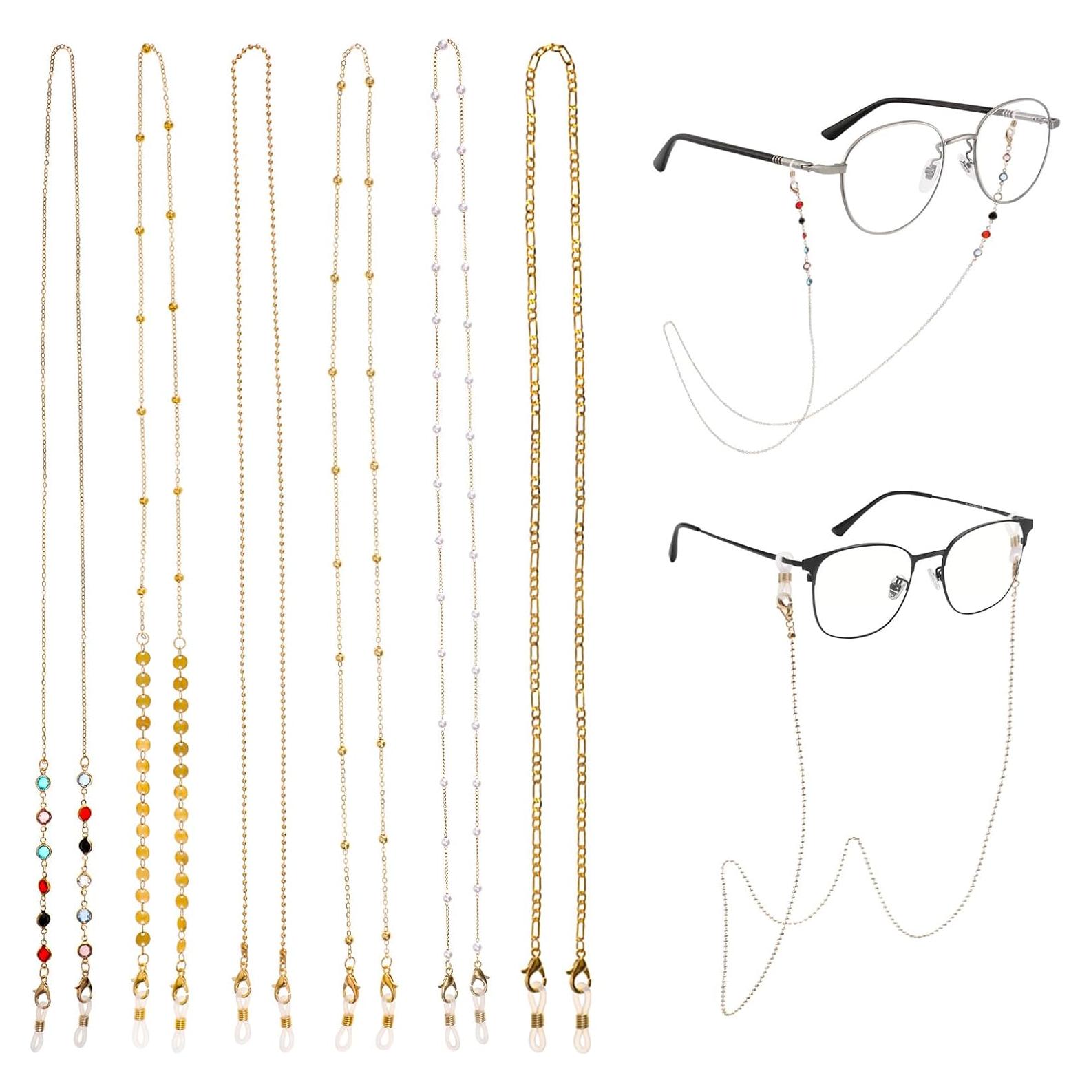 Cadenas para Gafas de Mujer - 6 Pcs Soporte de Perlas