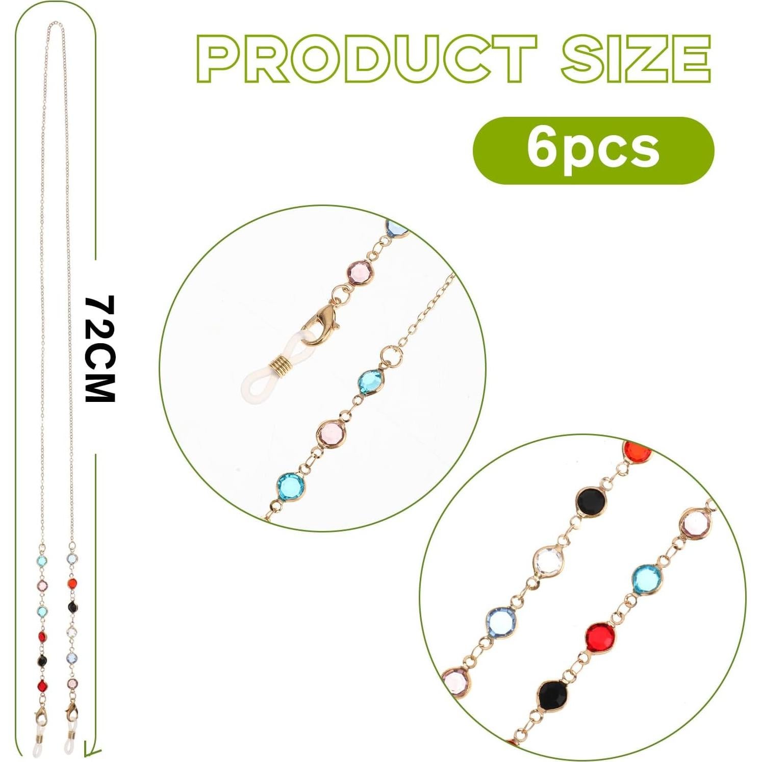 Cadenas para Gafas de Mujer - 6 Pcs Soporte de Perlas