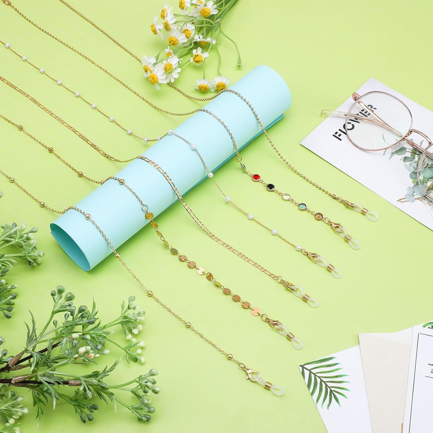 Cadenas para Gafas de Mujer - 6 Pcs Soporte de Perlas