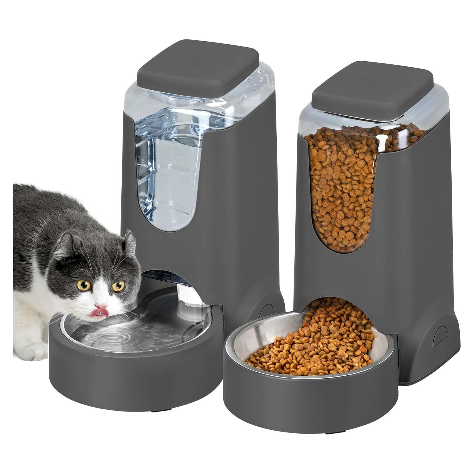 Comederos Automáticos para Gatos WyfKyd 2 en 1 Acero Inoxidable