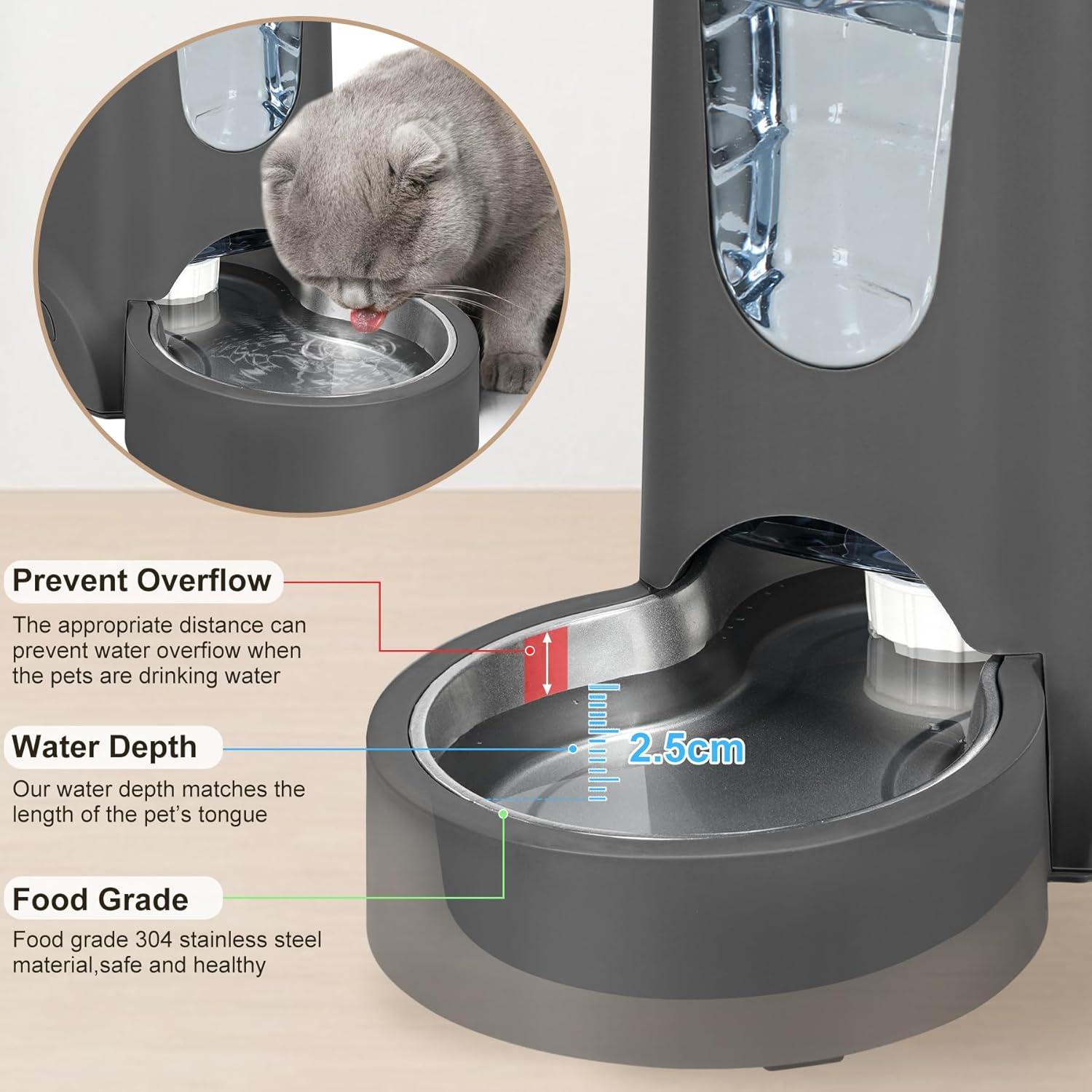 Comederos Automáticos para Gatos WyfKyd 2 en 1 Acero Inoxidable