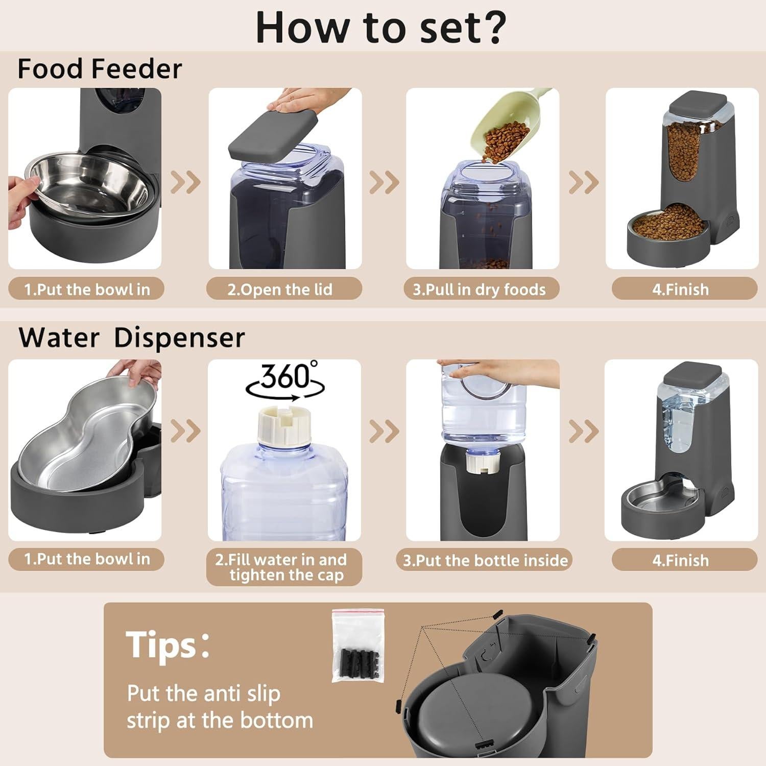 Comederos Automáticos para Gatos WyfKyd 2 en 1 Acero Inoxidable