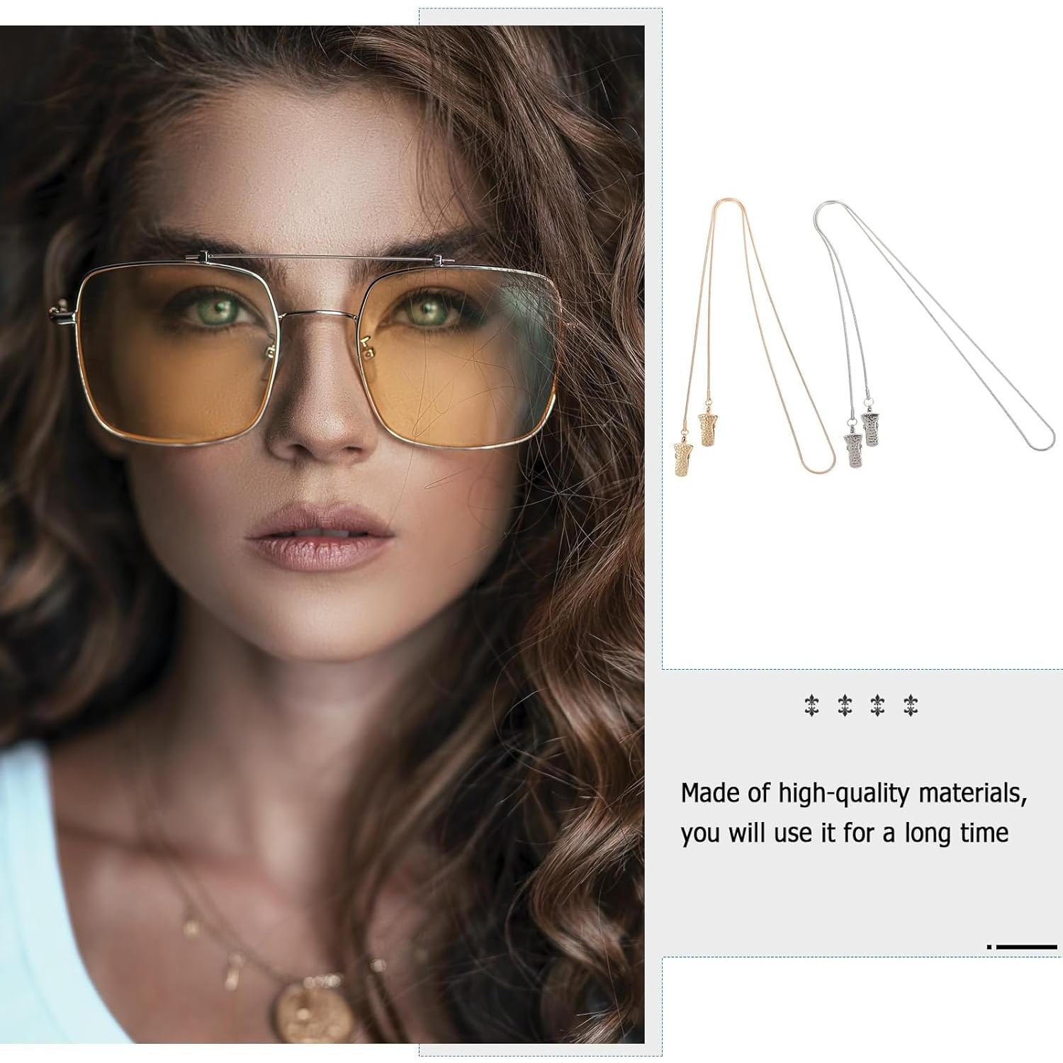 Cadena de Gafas Healifty 2 Piezas Oro y Plata Antideslizante