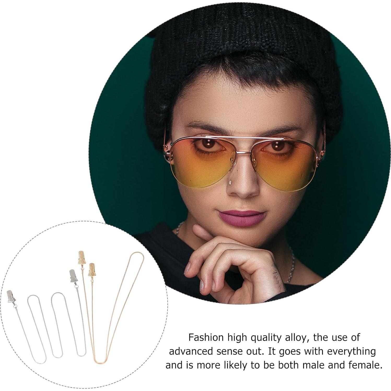 Cadena de Gafas Healifty 2 Piezas Oro y Plata Antideslizante