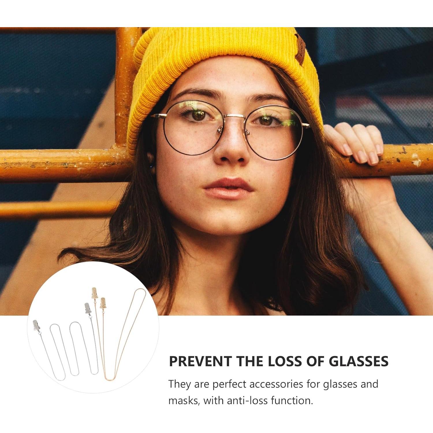 Cadena de Gafas Healifty 2 Piezas Oro y Plata Antideslizante