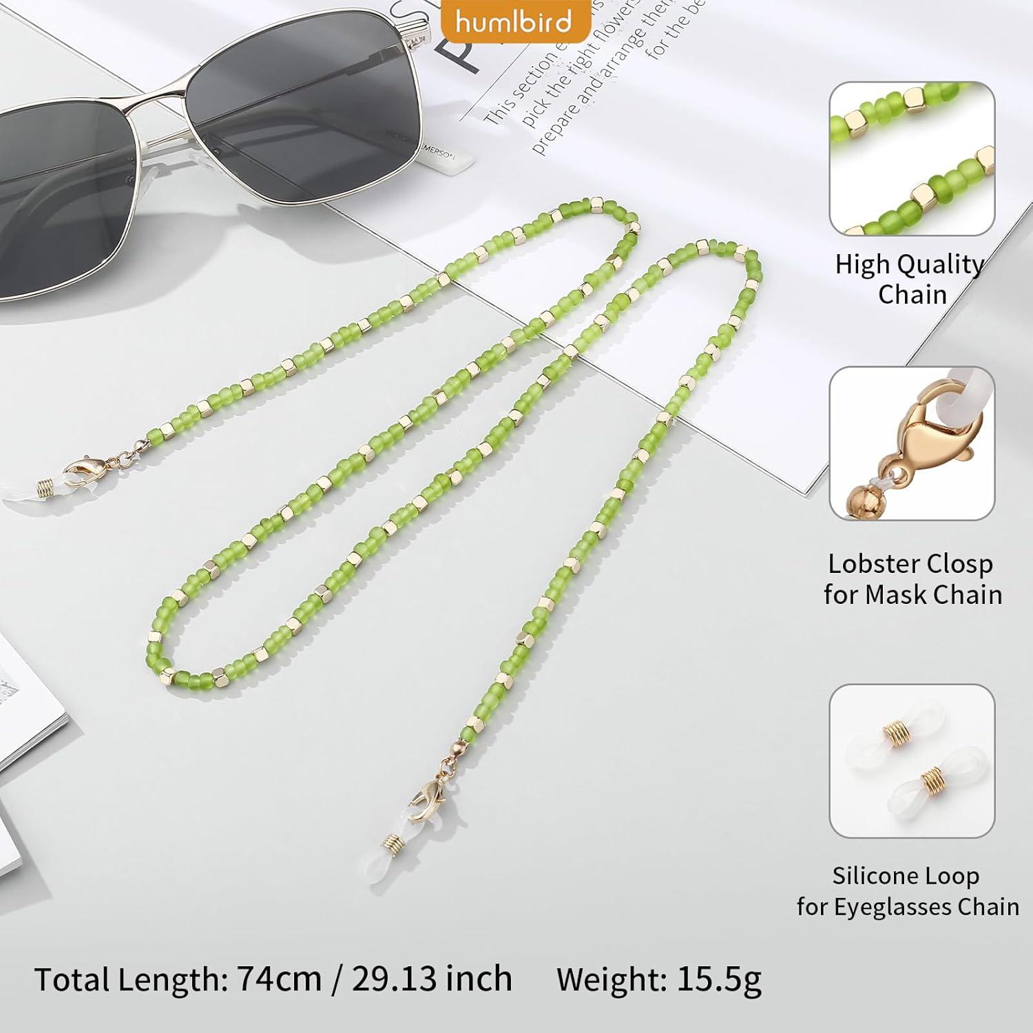 Cadena de Gafas Humlbird para Mujeres Verde 74 cm Ligera