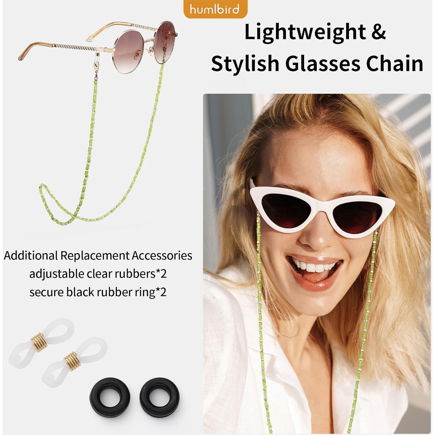 Cadena de Gafas Humlbird para Mujeres Verde 74 cm Ligera