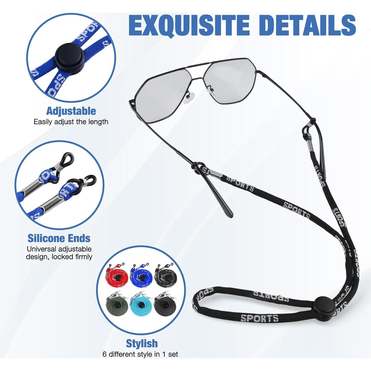 6 Pack Correas Ajustables para Gafas - Soporte Universal