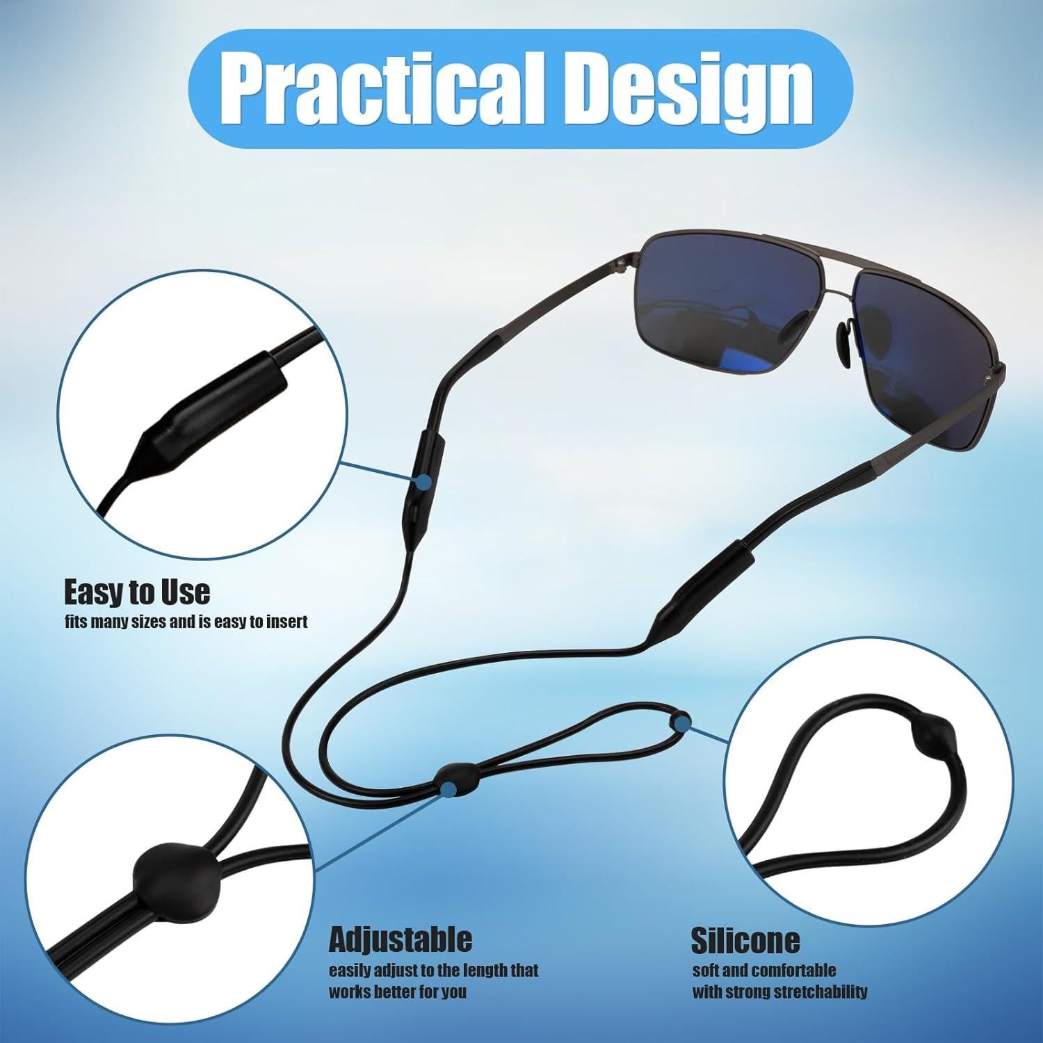 6 Correas Ajustables para Gafas Amrules Silicona 52 cm
