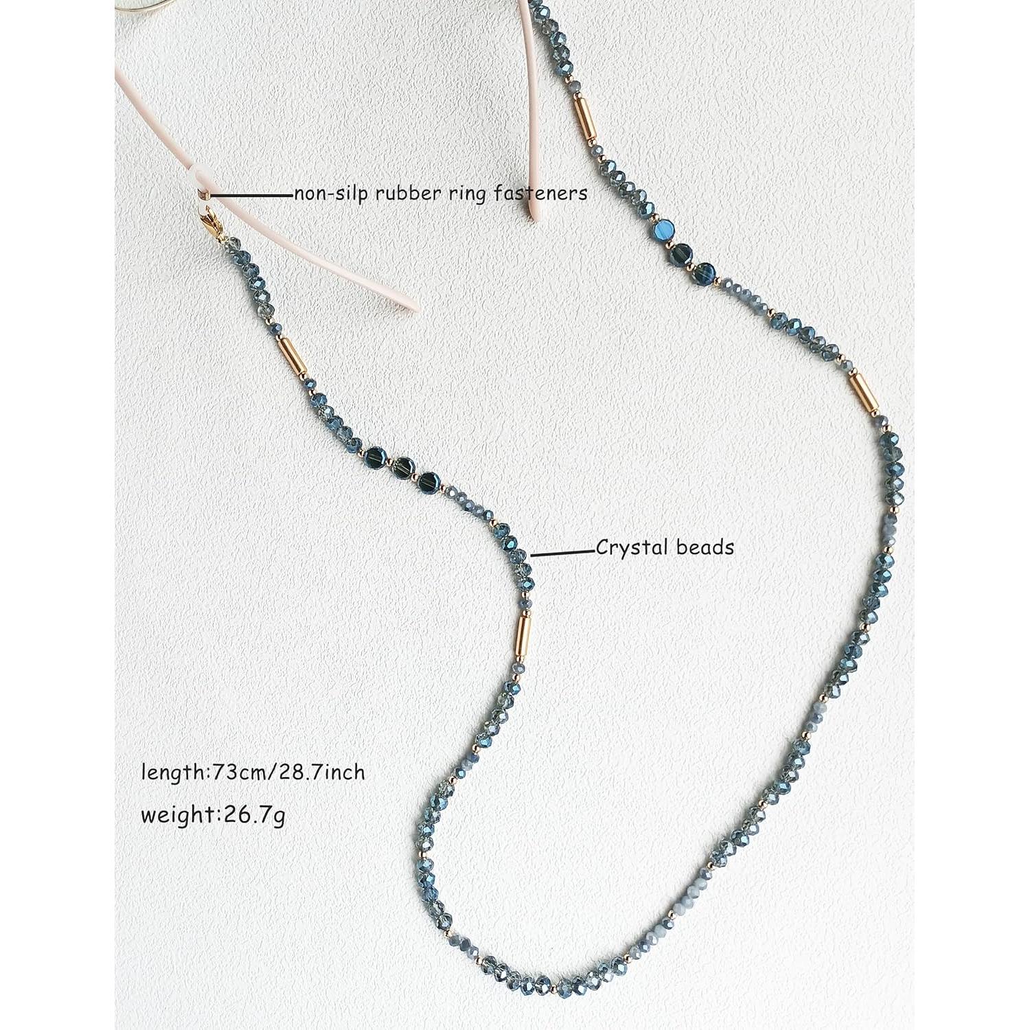 Cadena de Gafas con Perlas de Cristal Azul 72 cm