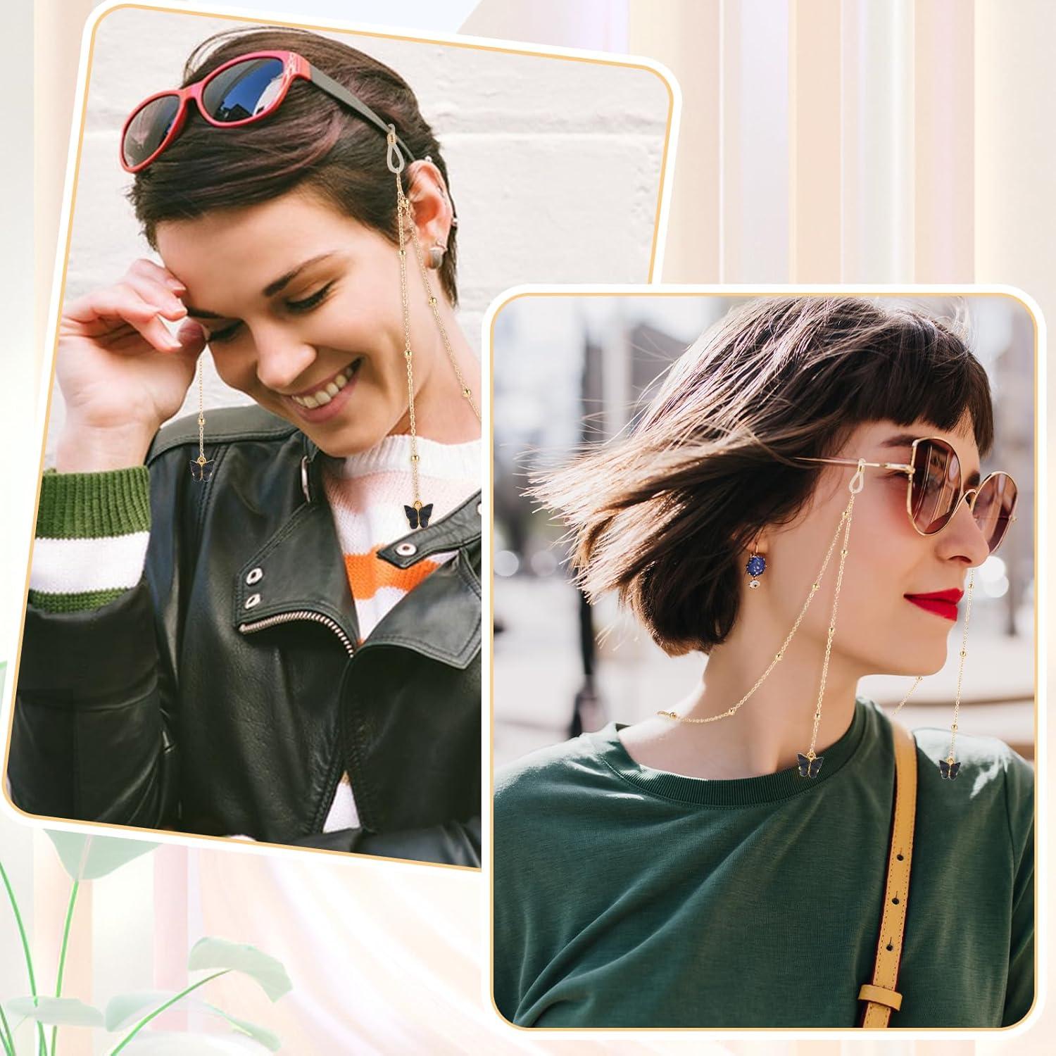 Cadena de Gafas para Mujeres con Mariposa Dorada 95 cm