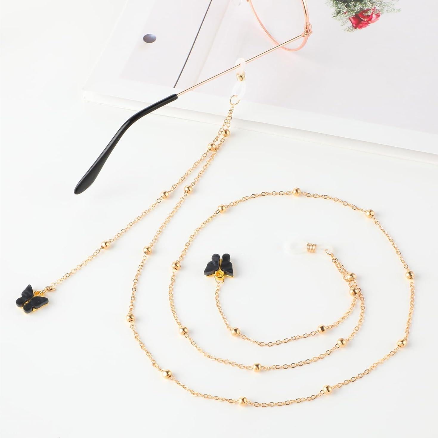 Cadena de Gafas para Mujeres con Mariposa Dorada 95 cm