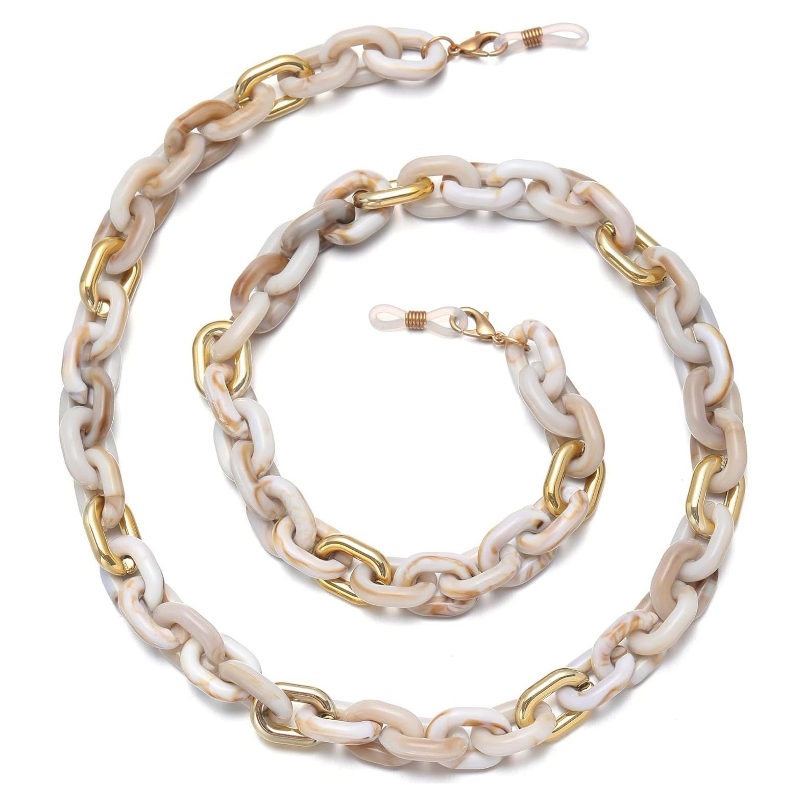 Cadena de Gafas Beige para Mujeres - Soporte Antideslizante