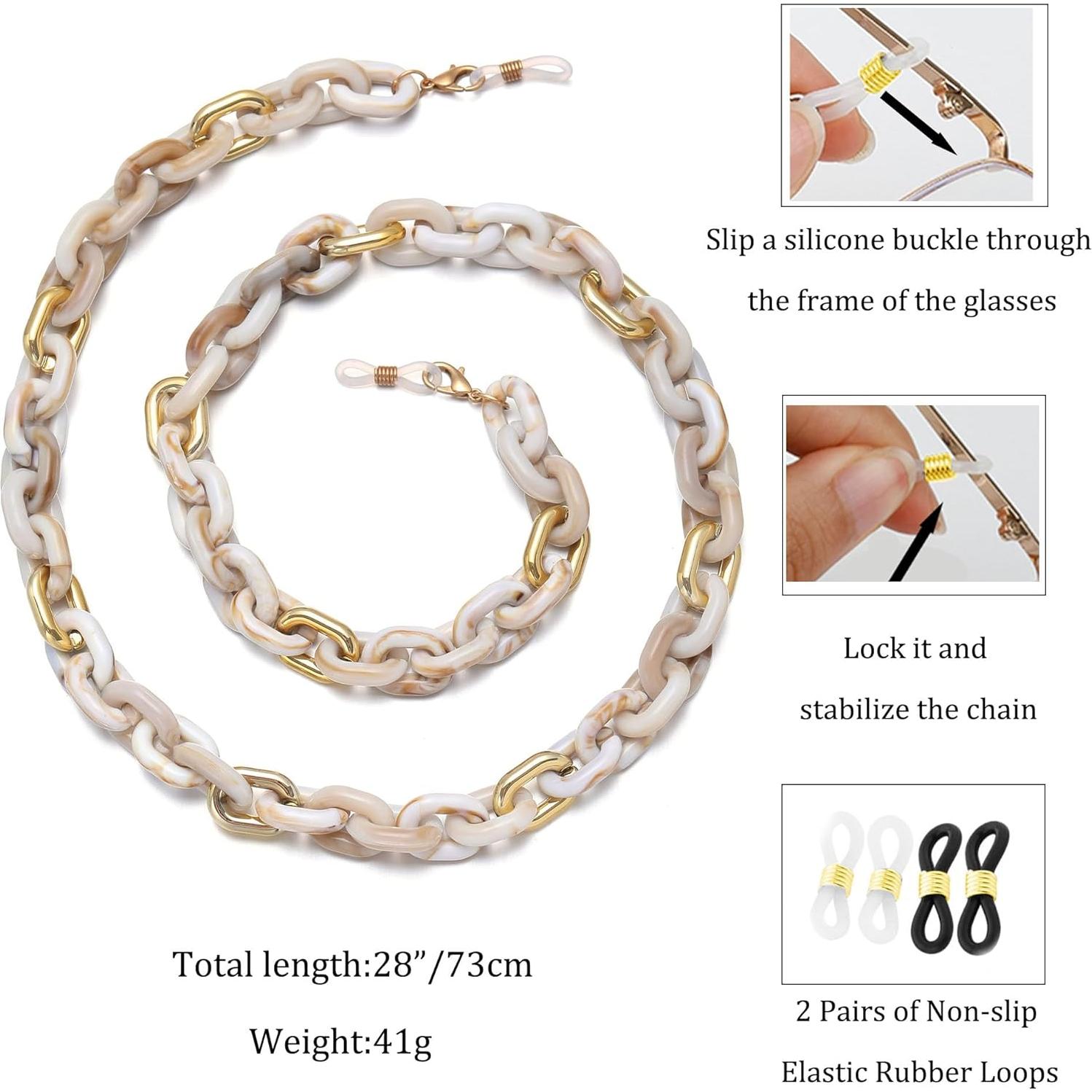 Cadena de Gafas Beige para Mujeres - Soporte Antideslizante