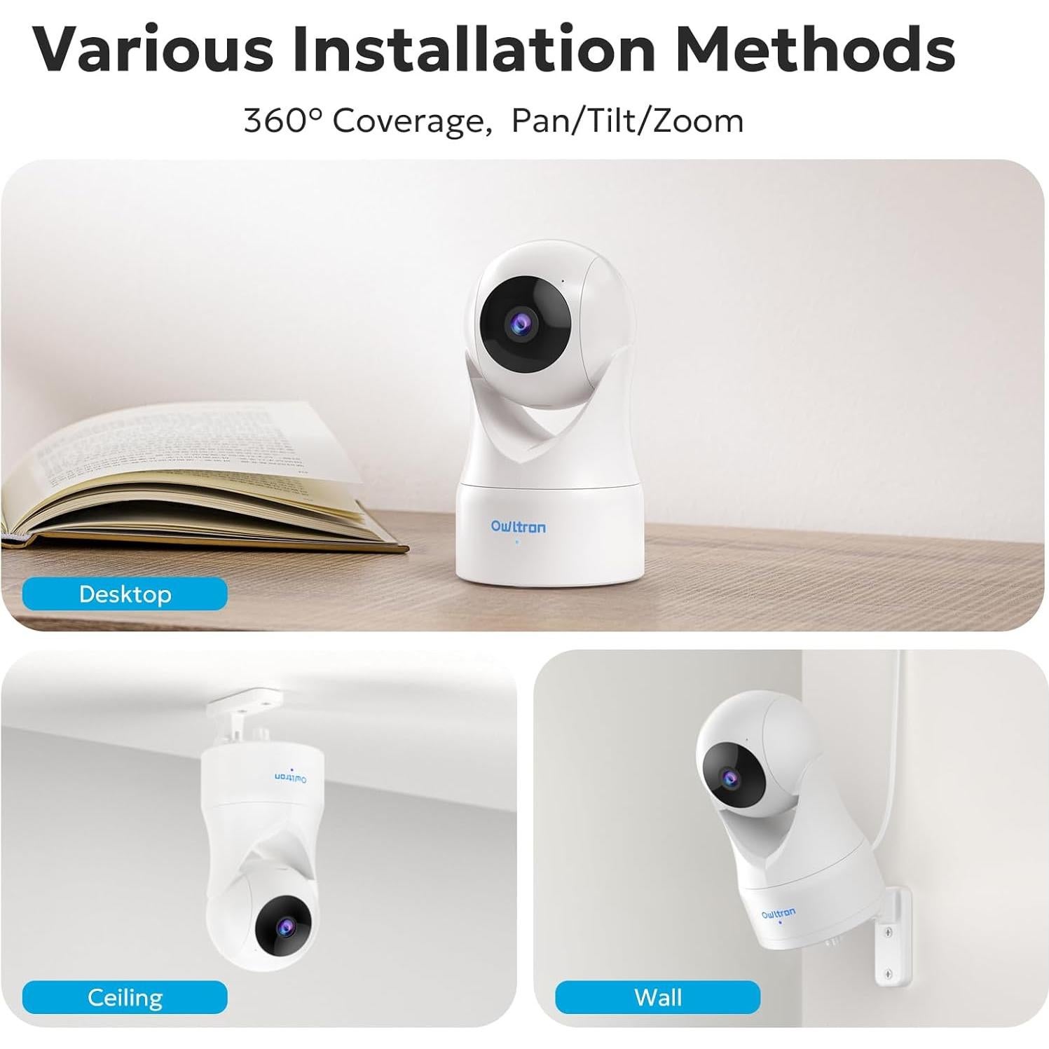 Cámara de Seguridad Owltron 2K Interior 360° WiFi con Audio