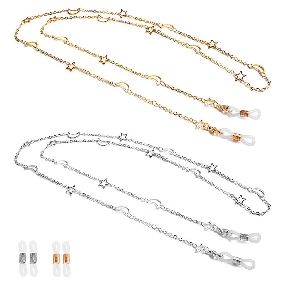 Cadena para Gafas Aabellay 2PCS con Soporte de Metal y Goma